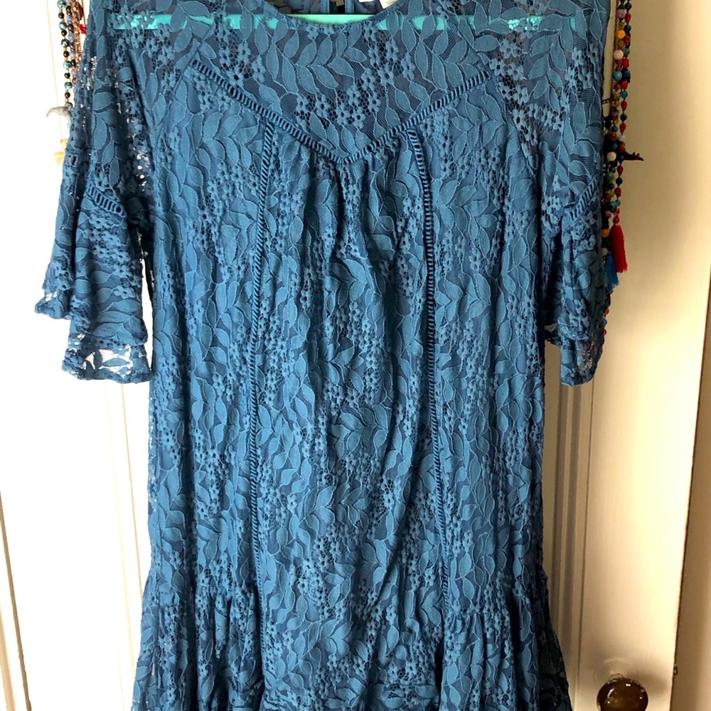 Francescas turquoise lace dress medium